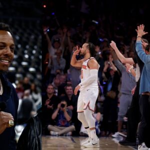 Paul Pierce (L), Knicks fans celebrating a Jalen Brunson three-pointer in Game 6 (R)