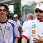 Timothee Chalamet at Miami GP (L) and Lewis Hamilton (R)