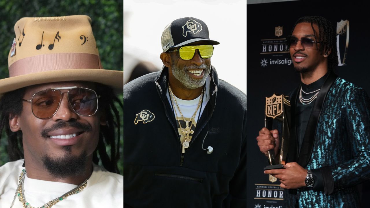 Cam Newton (L), Deion Sanders (M), and Jayden Daniels (R).