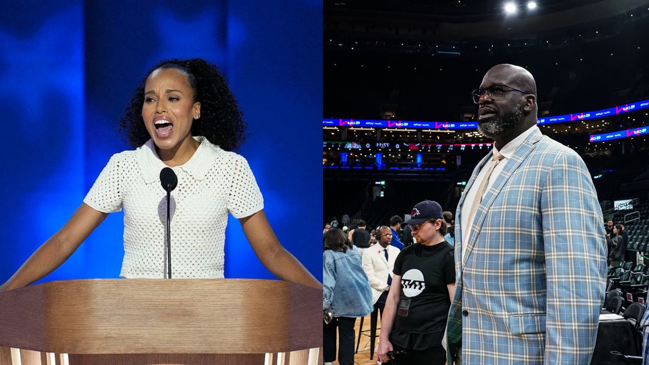 Kerry Washington (L), Shaquille O'Neal (R)