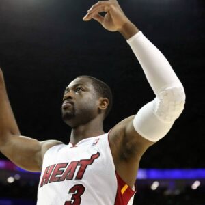 Dwyane Wade of the Miami Heat gestures as he and his teammate compete against the Los Angeles Clippers during their second match of their NBA Basketball Herren USA China Games in Shanghai, China, 14 October 2012. | Credits- IMAGO / Imaginechina