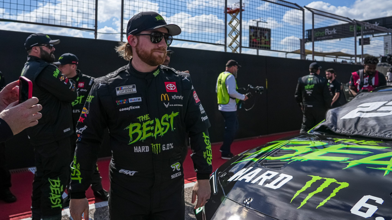 The Beast Toyota driver Tyler Reddick (45) walks to his car ahead of the NASCAR Cup Series EchoPark Automotive Grand Prix at Circuit of the Americas on Sunday, March 2, 2025 in Austin.