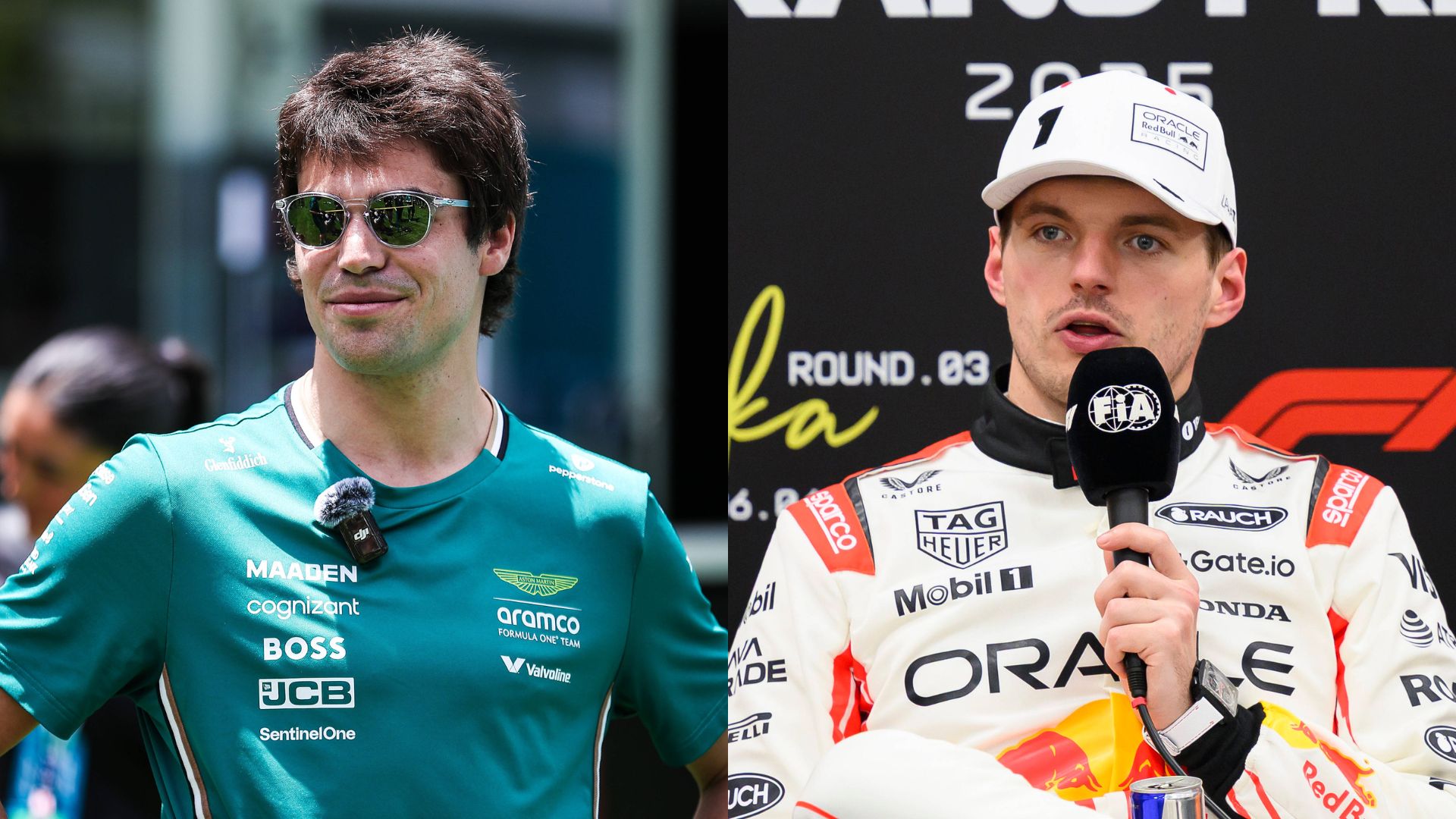 Lance Stroll (L) and Max Verstappen (R)