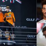Oscar Piastri and Lando Norris(L), Daniel Ricciardo(Top R), Fernando Alonso (Bottom R)