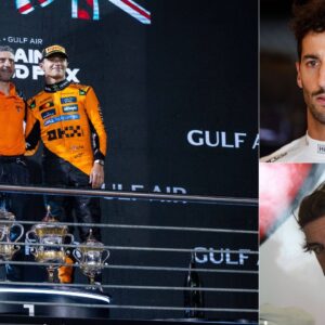 Oscar Piastri and Lando Norris(L), Daniel Ricciardo(Top R), Fernando Alonso (Bottom R)