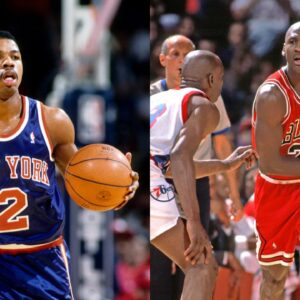 (L) Greg Anthony (R) Michael Jordan