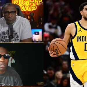 Shannon Sharpe and Ocho Johnson (L) and Tyrese Haliburton (R)