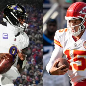 Lamar Jackson (L) and Patrick Mahomes (R)