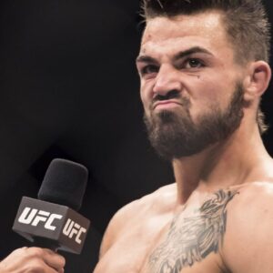 Mike Perry celebrates after defeating Alex Reyes at 1:19 in the first round during UFC Fight Night