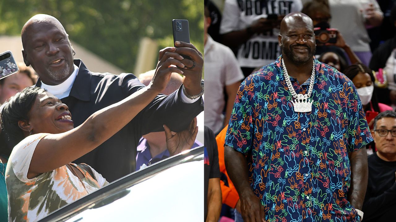 Michael Jordan (L) and Shaquille O'Neal (R)