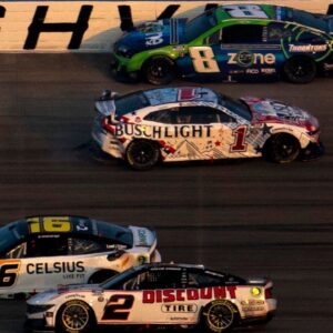 A multi-car crash takes NASCAR Cup Series driver Ross Chastain (1) out of the race during the Ally 400 at Nashville Superspeedway.