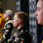 Christopher Bell, Tyler Reddick, William Byron and Michael McDowell answer questions from the media at Charlotte Convention Center.
