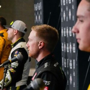 Christopher Bell, Tyler Reddick, William Byron and Michael McDowell answer questions from the media at Charlotte Convention Center.