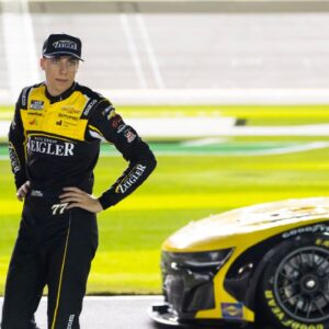NASCAR Cup Series driver Carson Hocevar (77) during qualifying for the Daytona 500 at Daytona International Speedway.