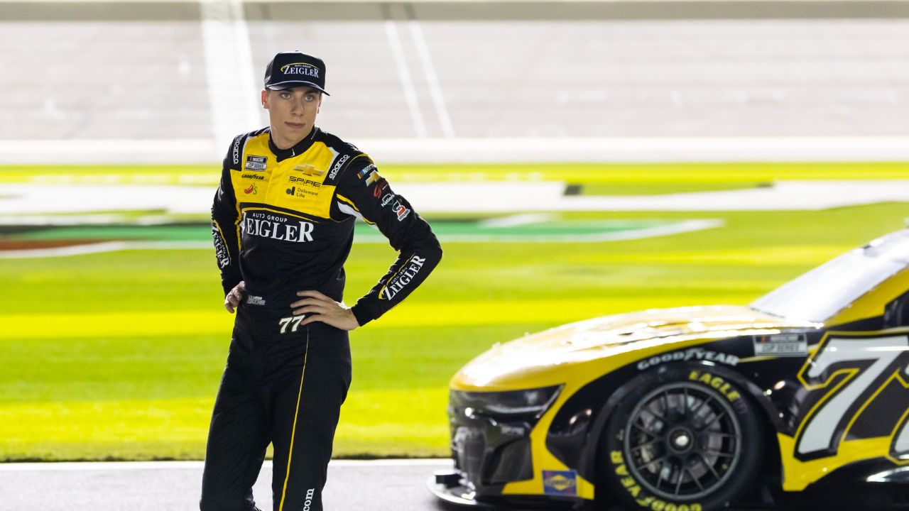 NASCAR Cup Series driver Carson Hocevar (77) during qualifying for the Daytona 500 at Daytona International Speedway.