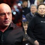 Joe Rogan (L) and Elon Musk (R)