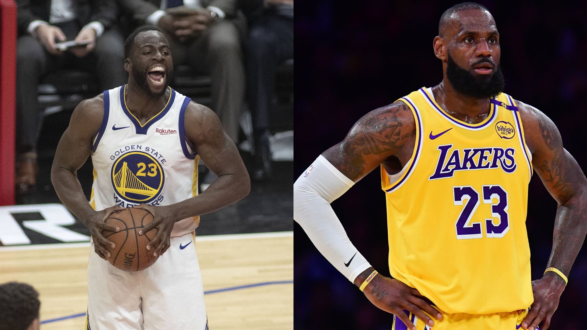 Draymond Green (L) and LeBron James (R)