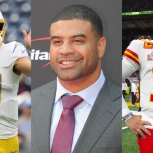 Chargers QB Justin Herbert, Shawne Merriman, Patrick Mahomes