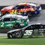 NASCAR Cup Series driver Riley Herbst (35) wrecks during the Daytona 500 at Daytona International Speedway.