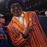 May 29, 2025; New York, New York, USA; American filmmaker Spike Lee before game five of the eastern conference finals between the New York Knicks and the Indiana Pacers for the 2025 NBA Playoffs at Madison Square Garden.