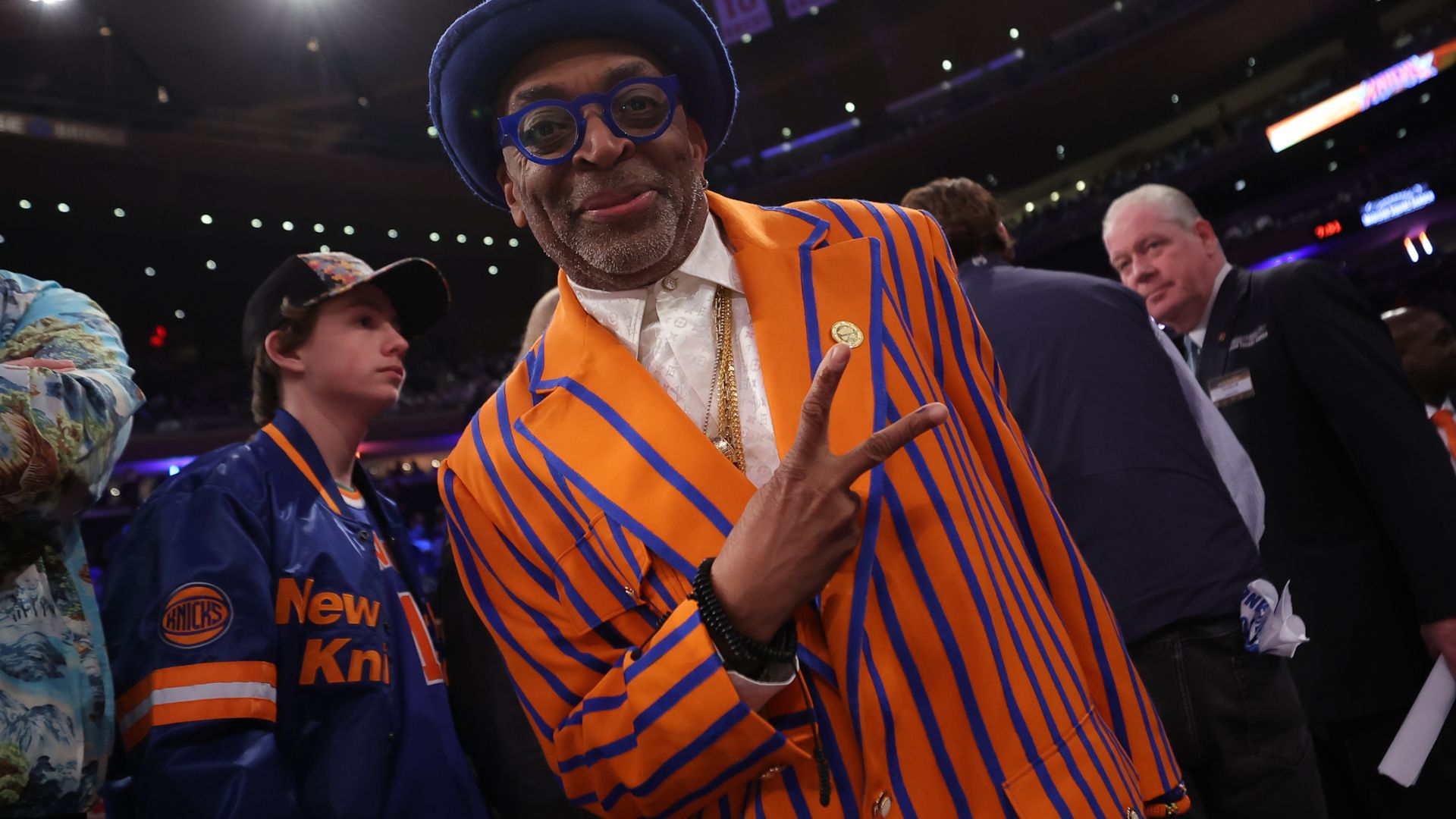 May 29, 2025; New York, New York, USA; American filmmaker Spike Lee before game five of the eastern conference finals between the New York Knicks and the Indiana Pacers for the 2025 NBA Playoffs at Madison Square Garden.