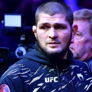 Khabib Nurmagomedov before a bout between Merab Dvalishvili (not pictured) fights Umar Nurmagomedov (not pictured) during UFC 311 at Intuit Dome.