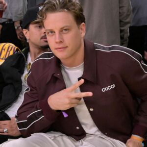Cincinnati Bengals quarterback Joe Burrow attends the game between the Los Angeles Lakers and the Minnesota Timberwolves at Crypto.com Arena.