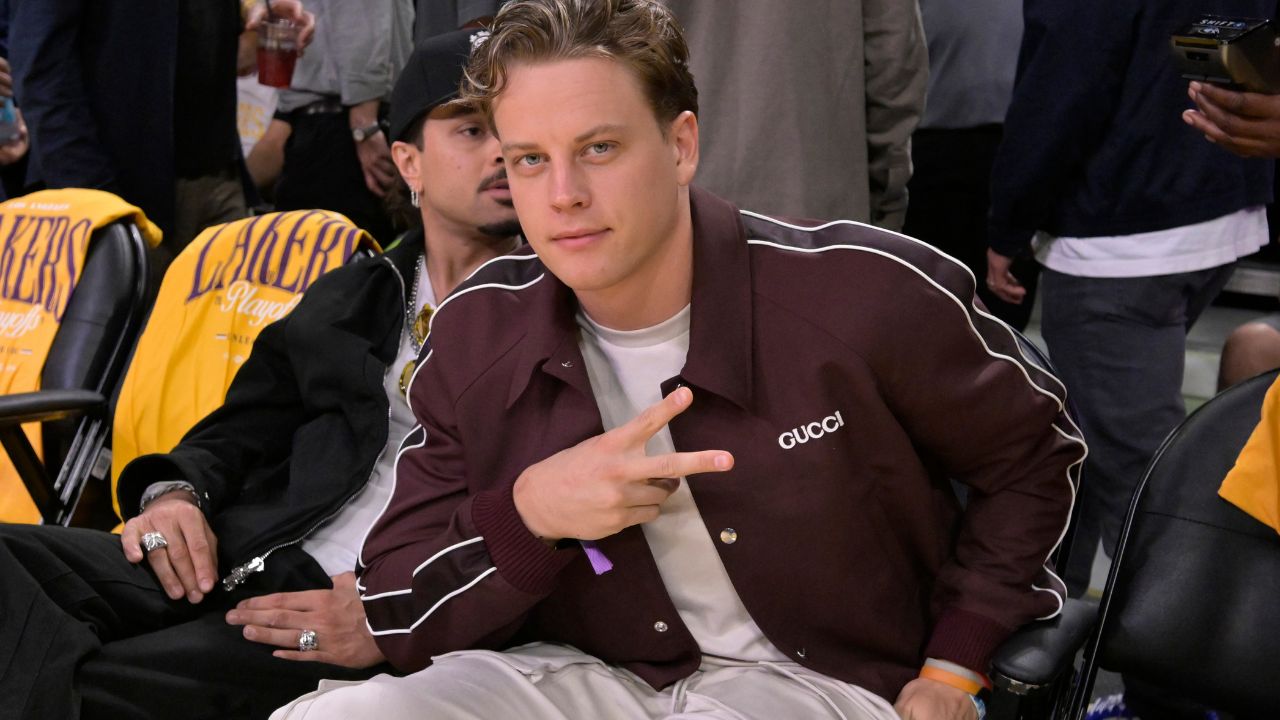 Cincinnati Bengals quarterback Joe Burrow attends the game between the Los Angeles Lakers and the Minnesota Timberwolves at Crypto.com Arena.