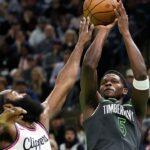 Anthony Edwards and James Harden, Wolves v Clippers