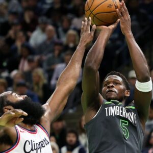 Anthony Edwards and James Harden, Wolves v Clippers