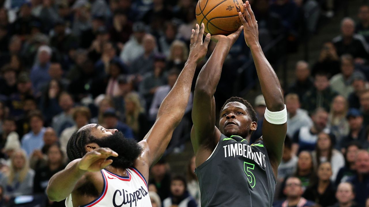 Anthony Edwards and James Harden, Wolves v Clippers