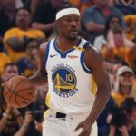 Golden State Warriors forward Jimmy Butler III (10) dribbles upcourt against the Minnesota Timberwolves in the first quarter during game three of the second round for the 2025 NBA Playoffs at Chase Center.
