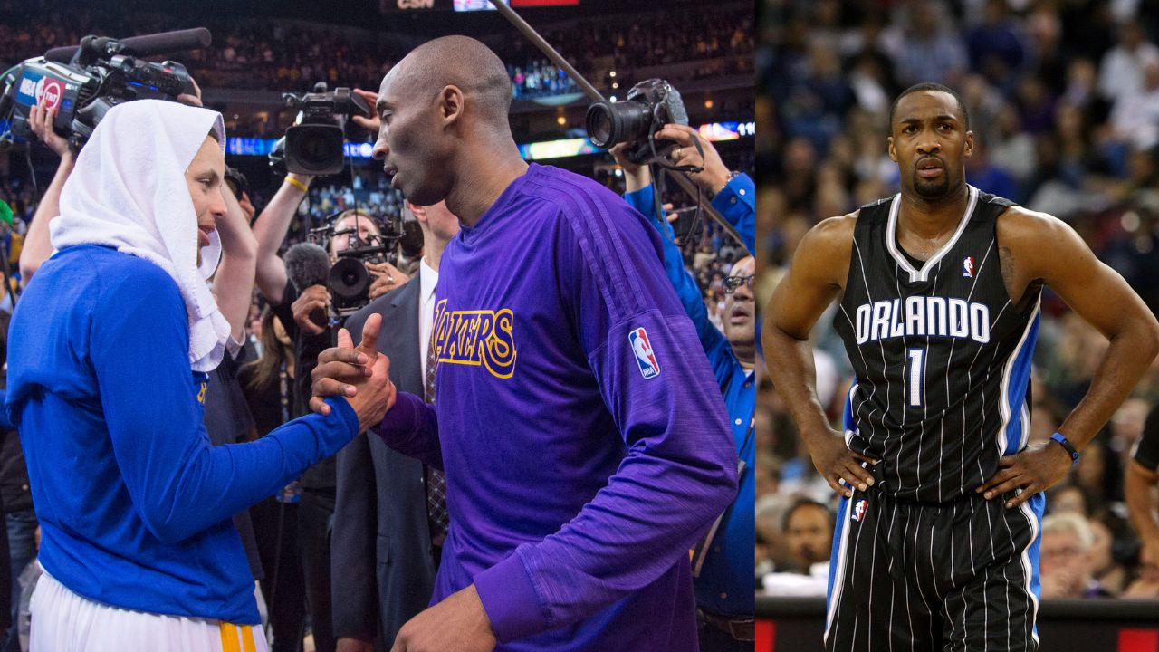 Stephen Curry and Kobe Bryant (L), Gilbert Arenas (R)