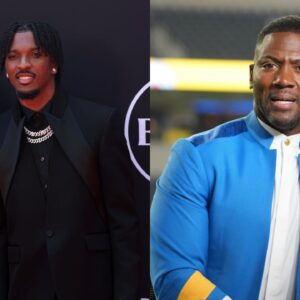 Jayden Daniels and his mother Regina Jackson and Ryan Clark