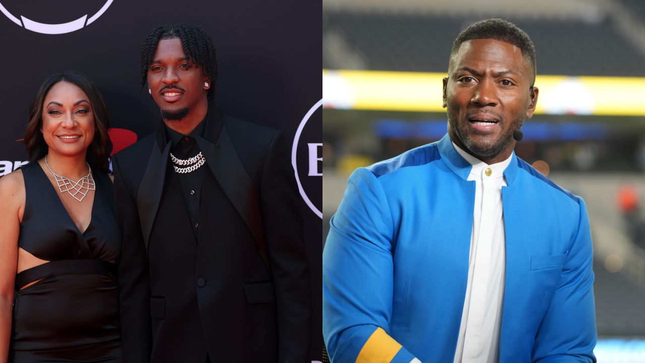 Jayden Daniels and his mother Regina Jackson and Ryan Clark