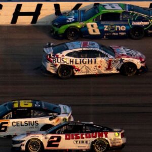 A multi-car crash takes NASCAR Cup Series driver Ross Chastain (1) out of the race during the Ally 400 at Nashville Superspeedway in Lebanon, Tenn.