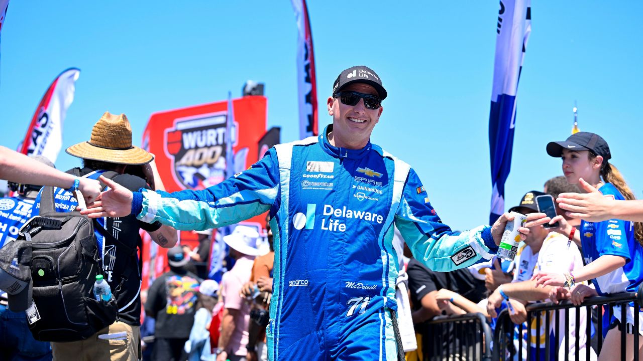 NASCAR Cup Series driver Michael McDowell (71) is introduced before the start of the Wurth 400 race at Texas Motor Speedway.