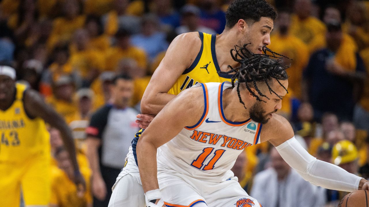 Jalen Brunson and Tyrese Haliburton, Knicks v Pacers