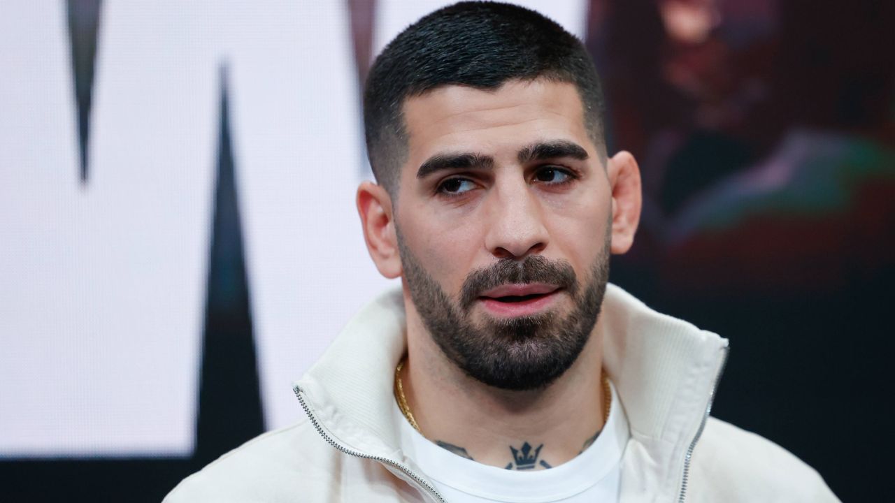 Ilia Topuria looks on during the Presentation of WOW, with Movistar Plus and Ilia Topuria at Movistar eSports Center on March 27, 2025, in Madrid, Spain.