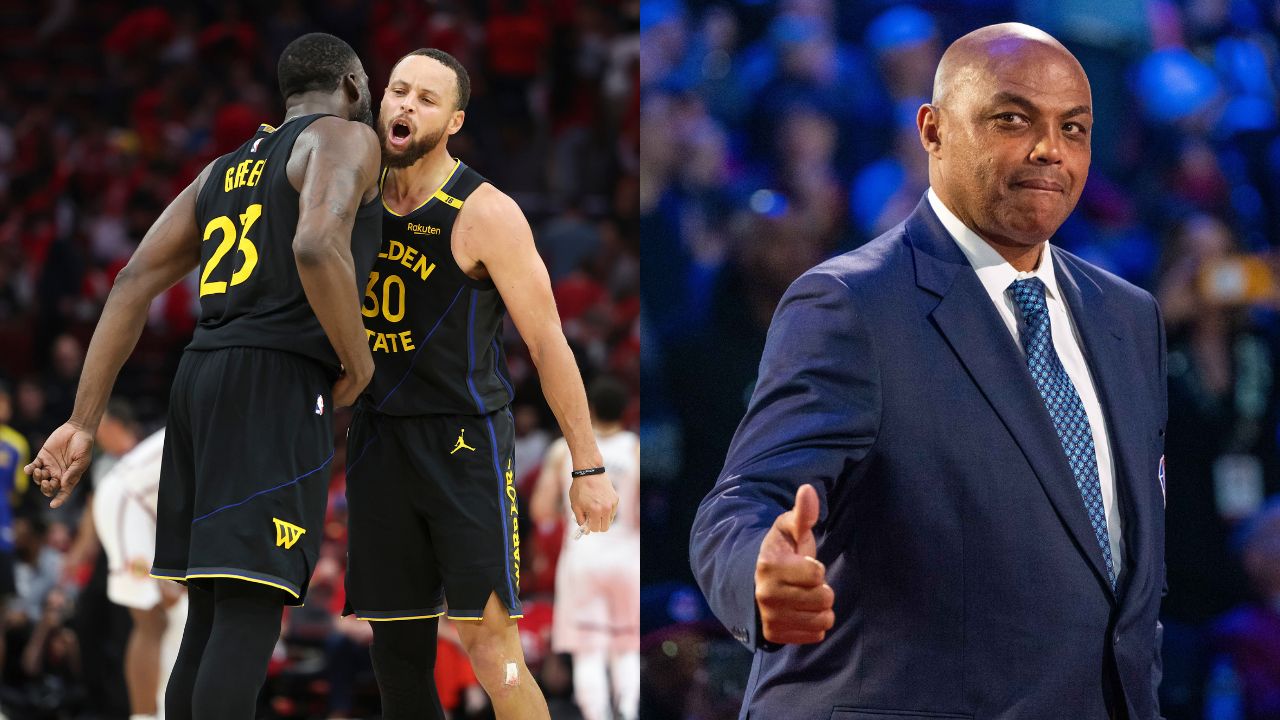 Draymond Green and Stephen Curry(L), Charles Barkley(R)