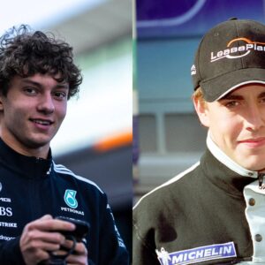 Kimi Antonelli (L) and Fernando Alonso in 2001 (R)