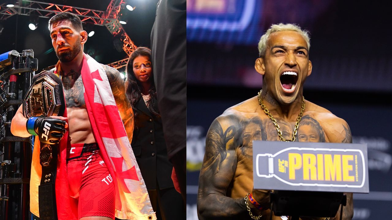 Ilia Topuria (L), Charles Oliveira (R)