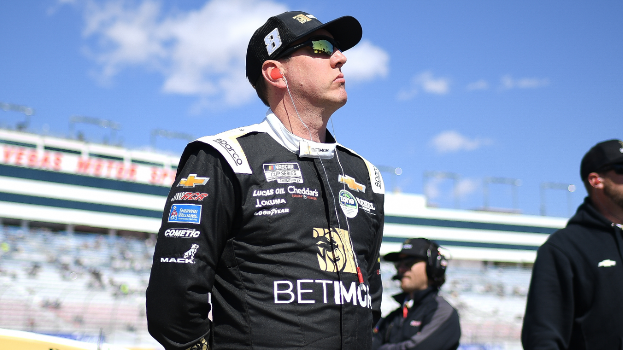 NASCAR Cup Series driver Kyle Busch (8) during qualifying for the Pennzoil 400 at Las Vegas Motor Speedway.
