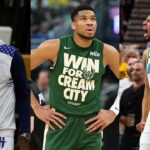 John Haliburton(L), Giannis Antetokounmpo(Center), and Tyrese Haliburton(R)