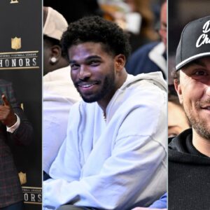 Shannon Sharpe (L), Shedeur Sanders (M), and Johnny Manziel (R)