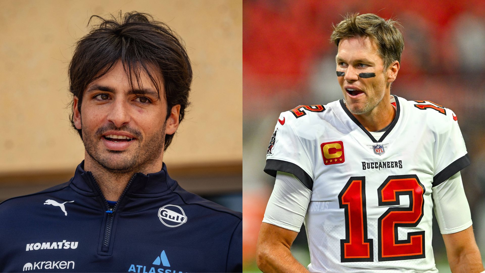 Carlos Sainz (L) and Tom Brady (R)