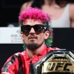 SEAN O'MALLEY speaks to the crowd during the fight week press conference,