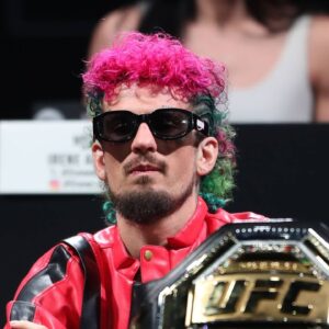 SEAN O'MALLEY speaks to the crowd during the fight week press conference,