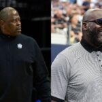 Patrick Ewing (L) and Shaquille O'Neal (R)