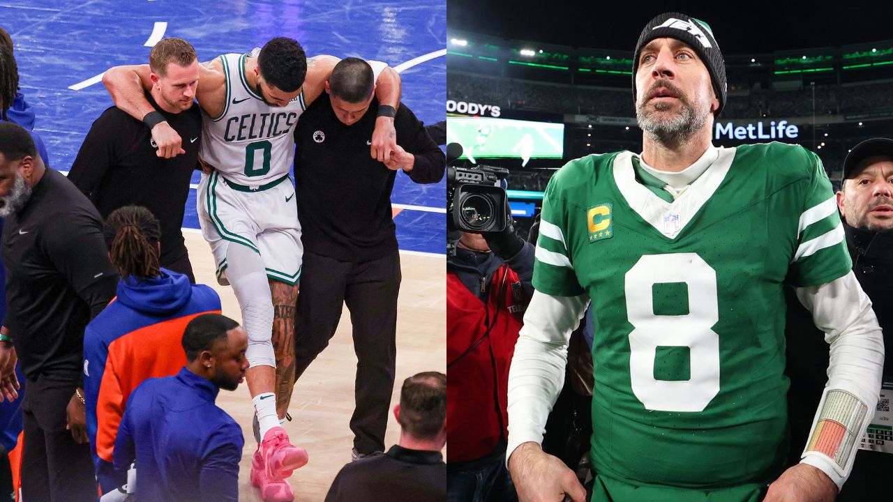 (L) Jayson Tatum (R) Aaron Rodgers